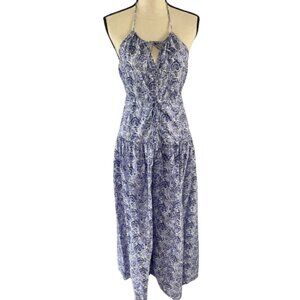 J.Crew Collection Halter Feminine Midi Dress - Size 4 - Blue & White Print - EUC